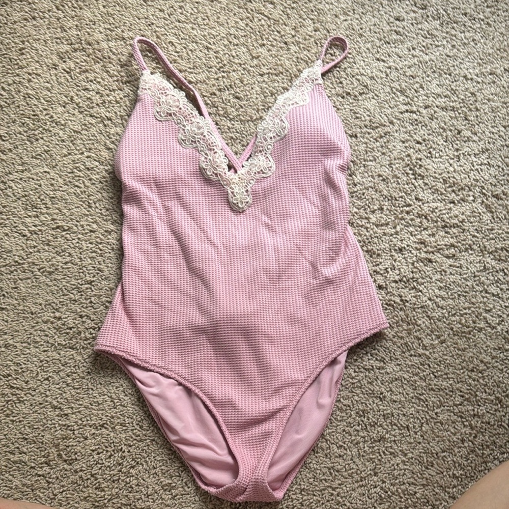 Aerie Waffle V-Neck One Piece Swimsuit
